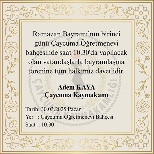 RAMAZAN BAYRAMI BAYRAMLAŞMA PROGRAMI